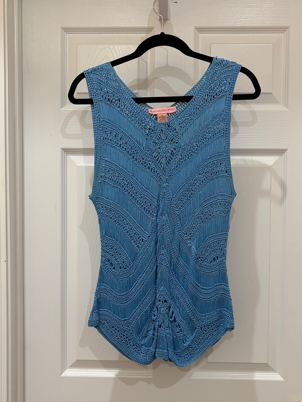Bandolino Blue Crochet Knit Sleeveless Top